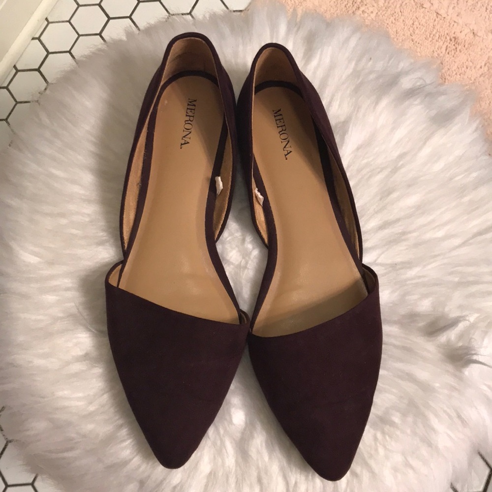 (Never Worn!) Merona Pointed Toe Plum Suede Flats